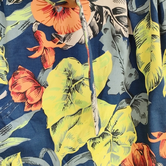 French Connection Yellow & Green Floral Leaf Print Mini Strapless Dress Size 12 - Picture 3 of 7